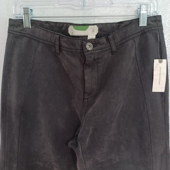 Anthropologie Button Leg Utility Pant Size 29 Black Soft Lyocell Blend Twill NEW - Picture 3 of 11